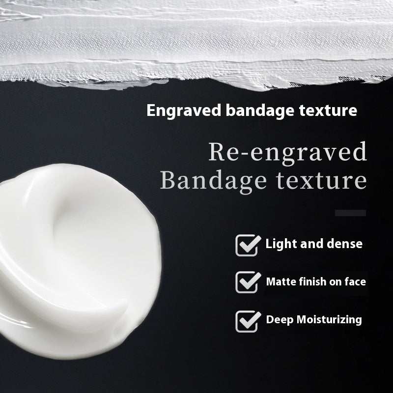 Hydrating Repair And Light Lines Night Cream with engraved bandage texture, light dense formula, matte finish, and deep moisturizing for anti-wrinkle skin repair