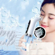 Electric Vacuum Blackhead Acne pore cleaner device being used on woman's face for deep skin cleansing