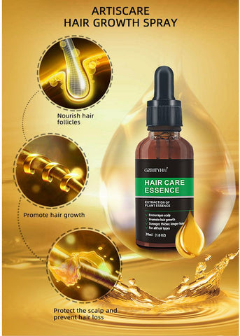 Hair Growth Oil promoting hair growth, nourishing follicles, and protecting scalp with natural botanicals in a dropper bottle