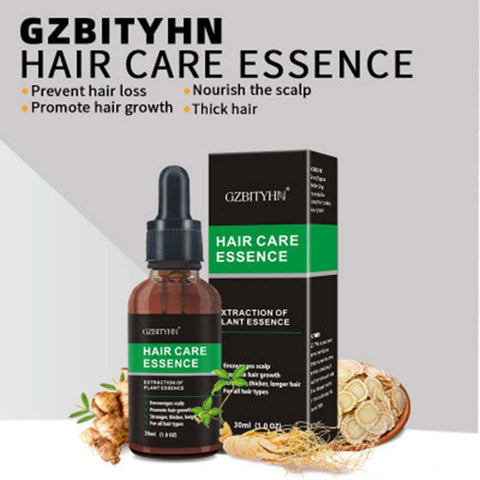 Hair Growth Oil hair care essence bottle with box and natural roots for promoting hair growth and nourishing scalp