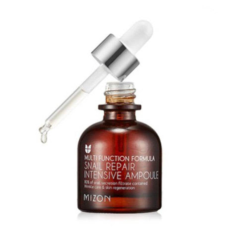 MIZON Snail Ampoules bottle with dropper for skin repair and hydration serum