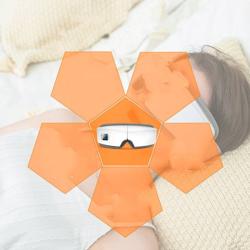 Eye Massager device designed to relieve eye strain and reduce puffiness with heat therapy and vibrations