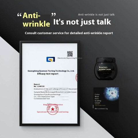 Hydrating Repair And Light Lines Night Cream with anti-wrinkle benefits and efficacy test report in black jar and packaging