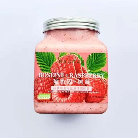 Aloe Vera Skin moisturizes and rejuvenates with raspberry sea salt body scrub in a jar