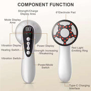 Upgrade 5-In-1 Body Sculptor massager with display, electrode pad, heating, vibration, and Type-C charging for body sculpting and skin tightening.