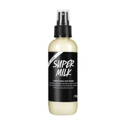 Hair Conditioner Spray Super Milk conditioning hair primer bottle with black label and spray nozzle