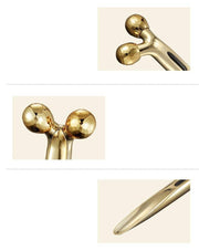 3D face-lifting device manual roller massager with dual spherical heads for facial contouring and skin firming