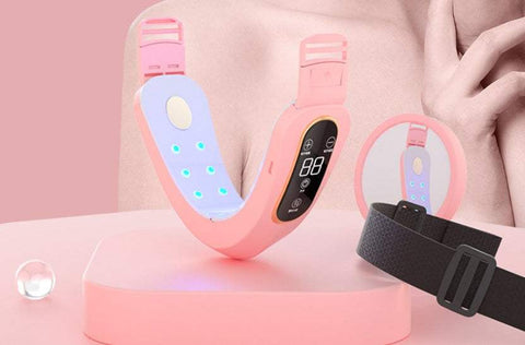 Pink Microcurrent Face Massager with LED photon therapy and EMS for facial slimming and wrinkle reduction
