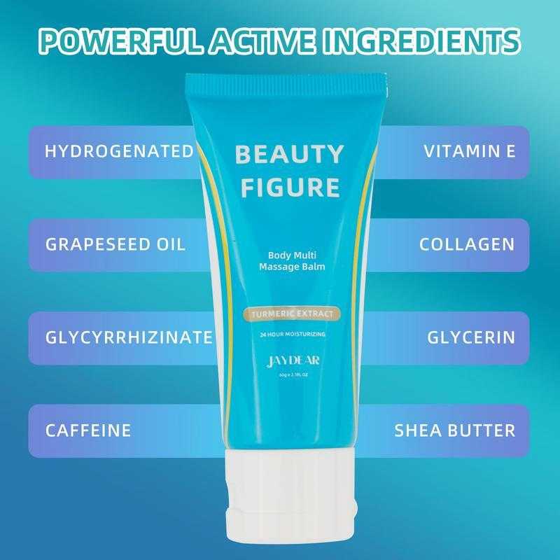 Blue tube of Body Sculpting Cream with active ingredients listed including vitamin E, collagen, caffeine, and shea butter