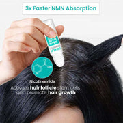 ScalpReboost NMN hair growth roller applying nourishing serum to scalp for faster absorption and follicle activation