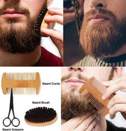 Beard Growth Kit for men with beard comb, brush, scissors, and grooming tools for thicker, fuller beard enhancement