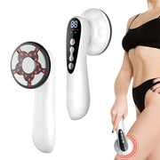 Upgrade 5-In-1 Body Sculptor handheld massager with LED display, used for body sculpting and cellulite reduction on thighs and arms