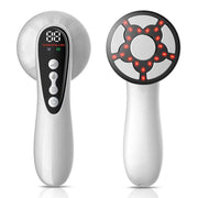 Upgrade 5-In-1 Body Sculptor handheld massager with digital display and red LED lights for body sculpting, cellulite reduction, and skin tightening.