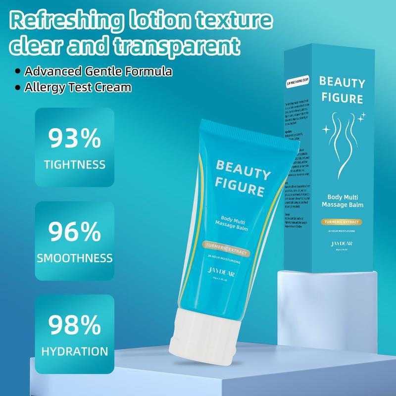 Body Sculpting Cream tube and box with benefits of tightness, smoothness, and hydration on blue background