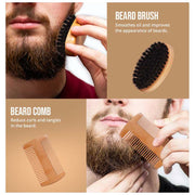 Beard Growth Kit with beard brush and comb for thicker, well-groomed beard and mustache enhancement