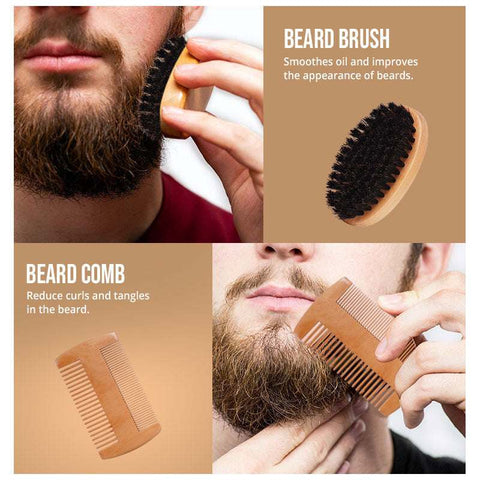 Beard Growth Kit with beard brush and comb for thicker, well-groomed beard and mustache enhancement