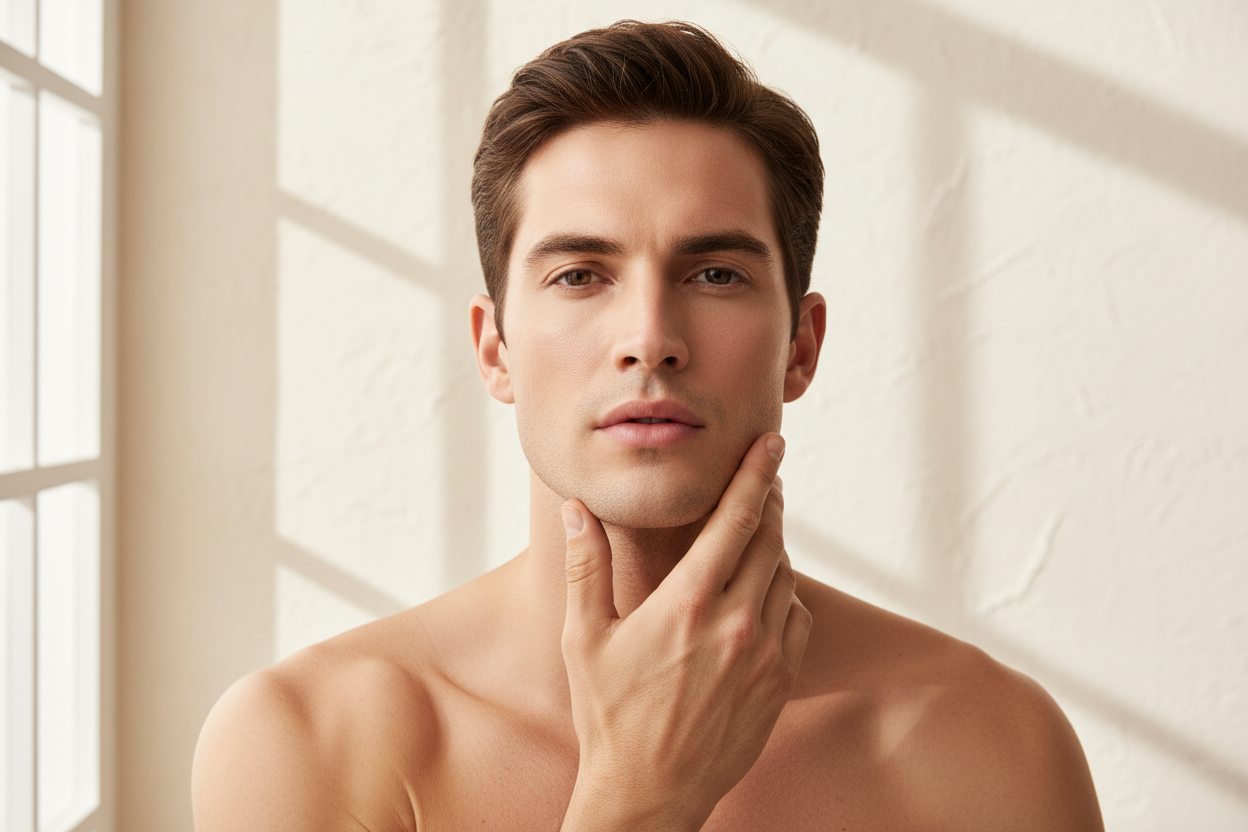 do a male model grooming with no products