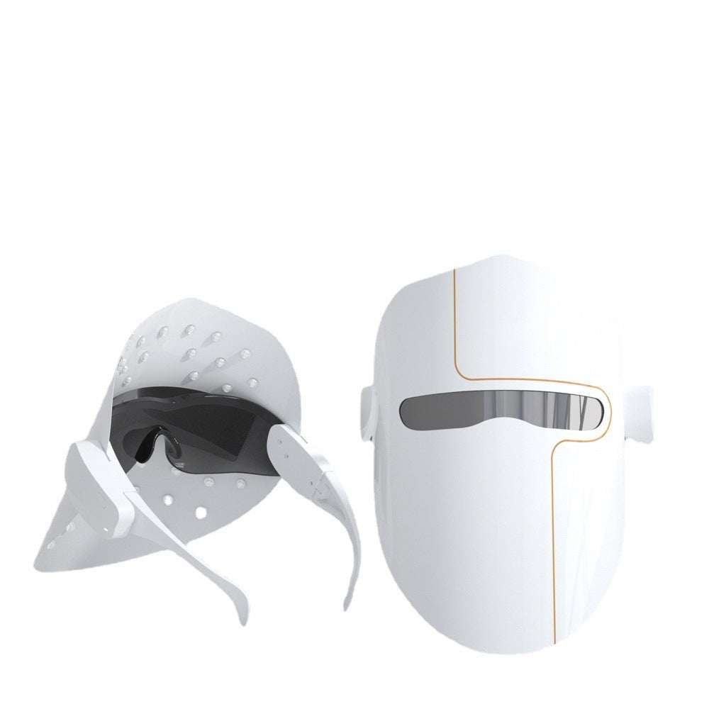 White light LED facial mask instrument for skin rejuvenation and hydration enhancement