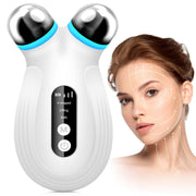 White microcurrent facial device for anti-aging and wrinkle reduction with ergonomic design and skin lifting functions